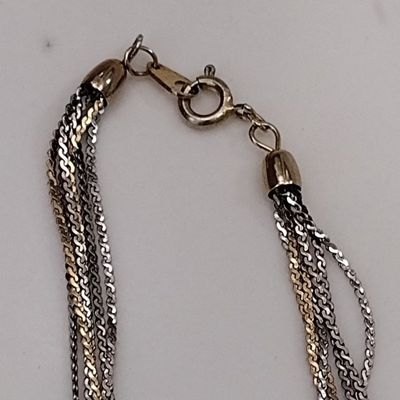 Silver & Gold Tone Multiple Layer Necklace - Picture 6 of 7